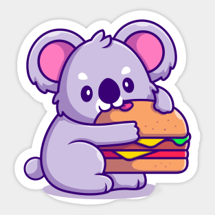 Cute Koala With Eating Burger Sticker